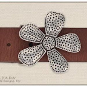 Silpada brown belt with silver flower buckle